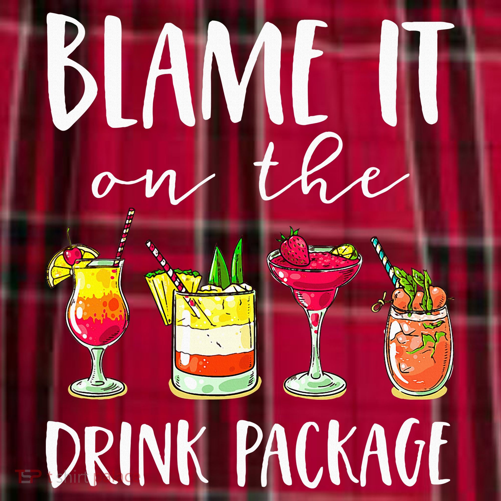 Funny Cruise Gifts Blame It On The Drink Package Women's Flannel Plaid Pajama Pants