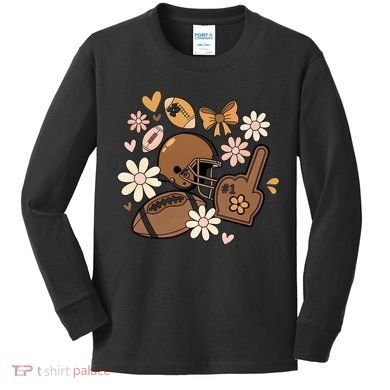 Football Coquette Game Day Mashup Kids Long Sleeve Shirt