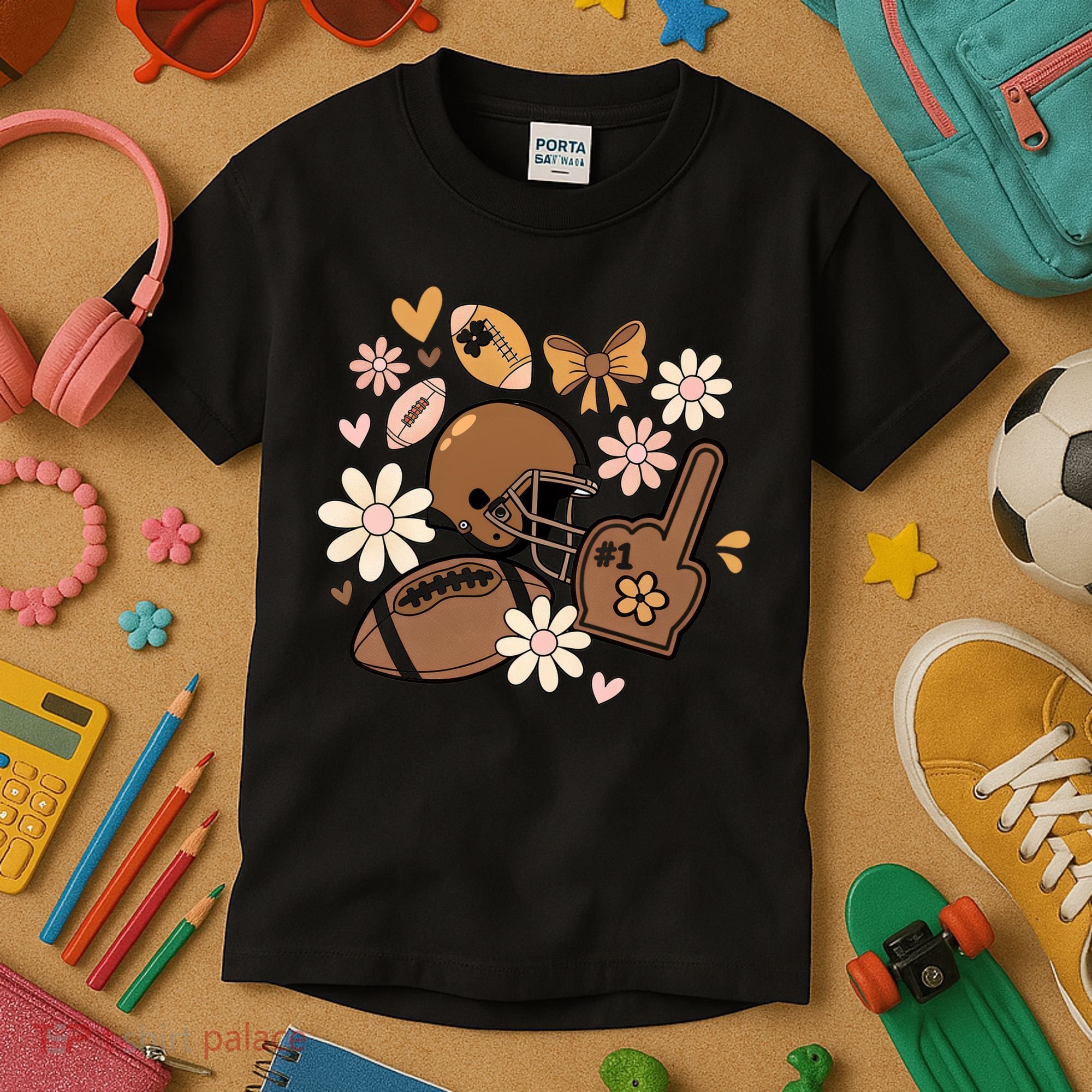 Football Coquette Game Day Mashup Kids T-Shirt