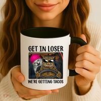 Funny Cats Get In Loser We're Getting Tacos Coffee Mug thumb 3