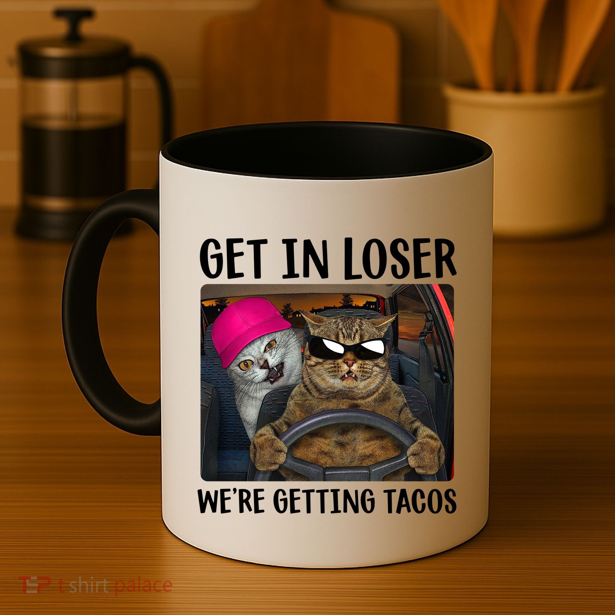 Funny Cats Get In Loser We're Getting Tacos Coffee Mug