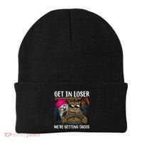 Funny Cats Get In Loser We're Getting Tacos Beanie thumb 0