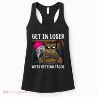 Funny Cats Get In Loser We're Getting Tacos Women's Tank Top thumb 0