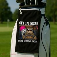 Funny Cats Get In Loser We're Getting Tacos Golf Towel thumb 2