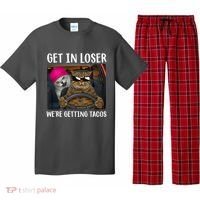 Funny Cats Get In Loser We're Getting Tacos Pajama Set thumb 0