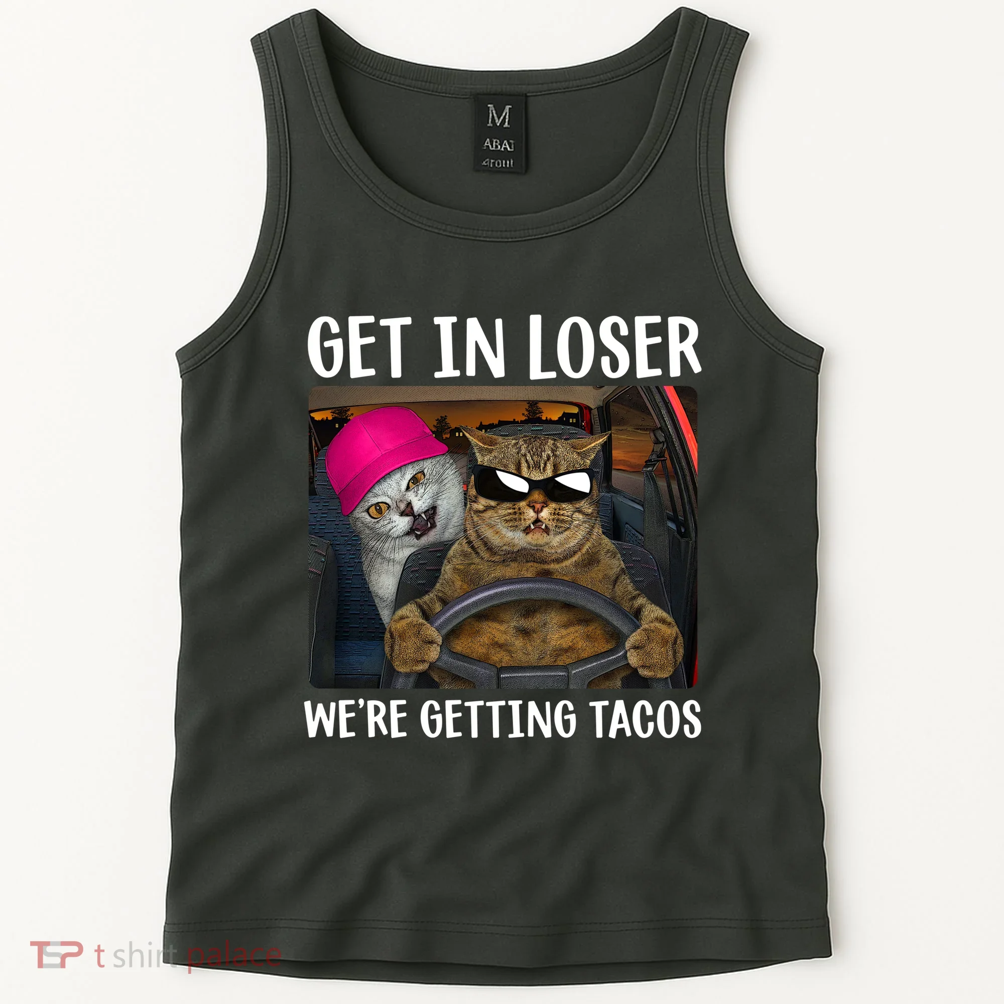 Funny Cats Get In Loser We're Getting Tacos Tank Top