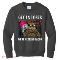 Funny Cats Get In Loser We're Getting Tacos Kids Sweatshirt thumb 0
