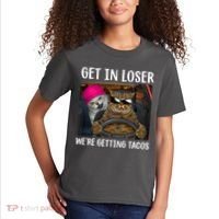 Funny Cats Get In Loser We're Getting Tacos Kids T-Shirt thumb 2