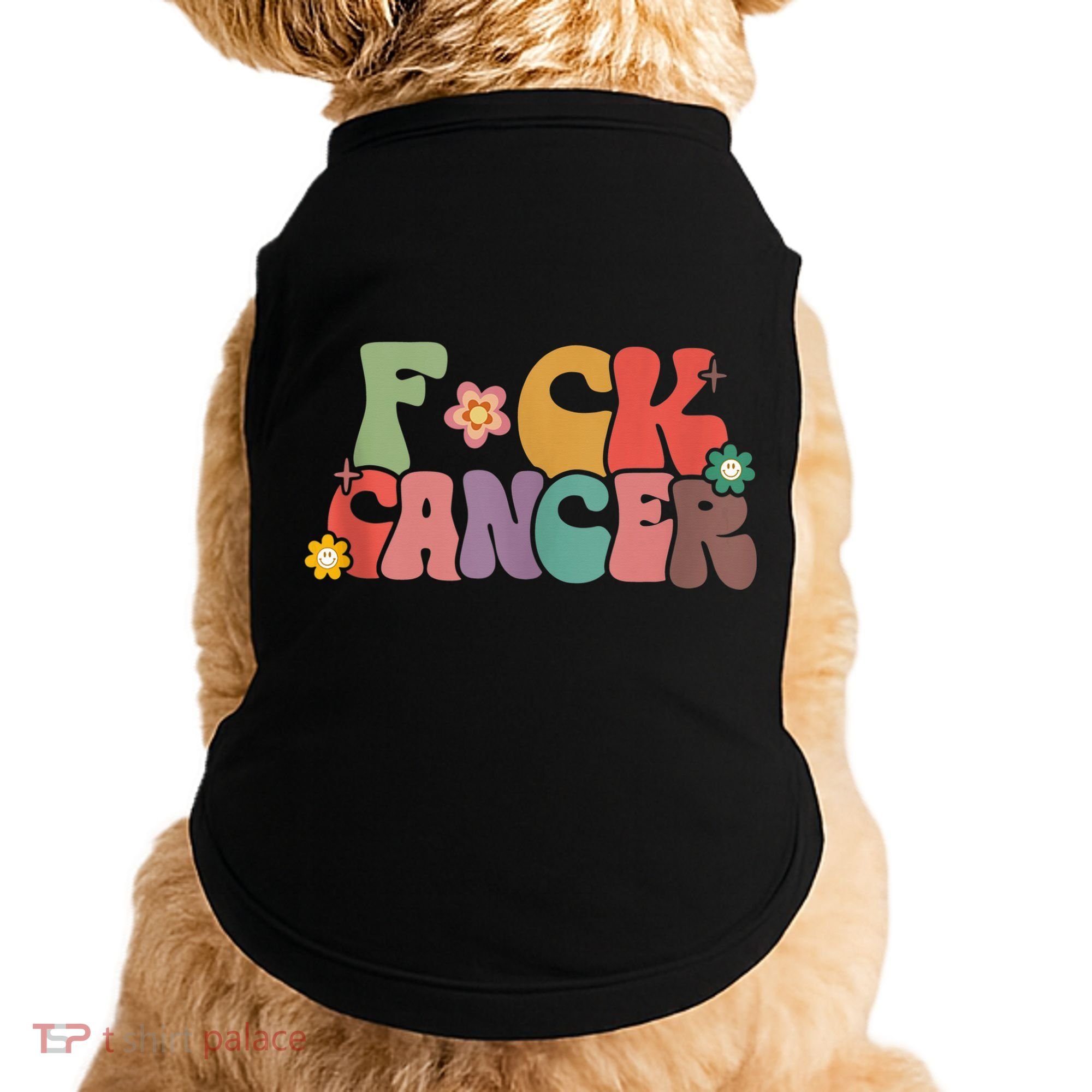 Fuck Cancer Groovy Retro Doggie Tank