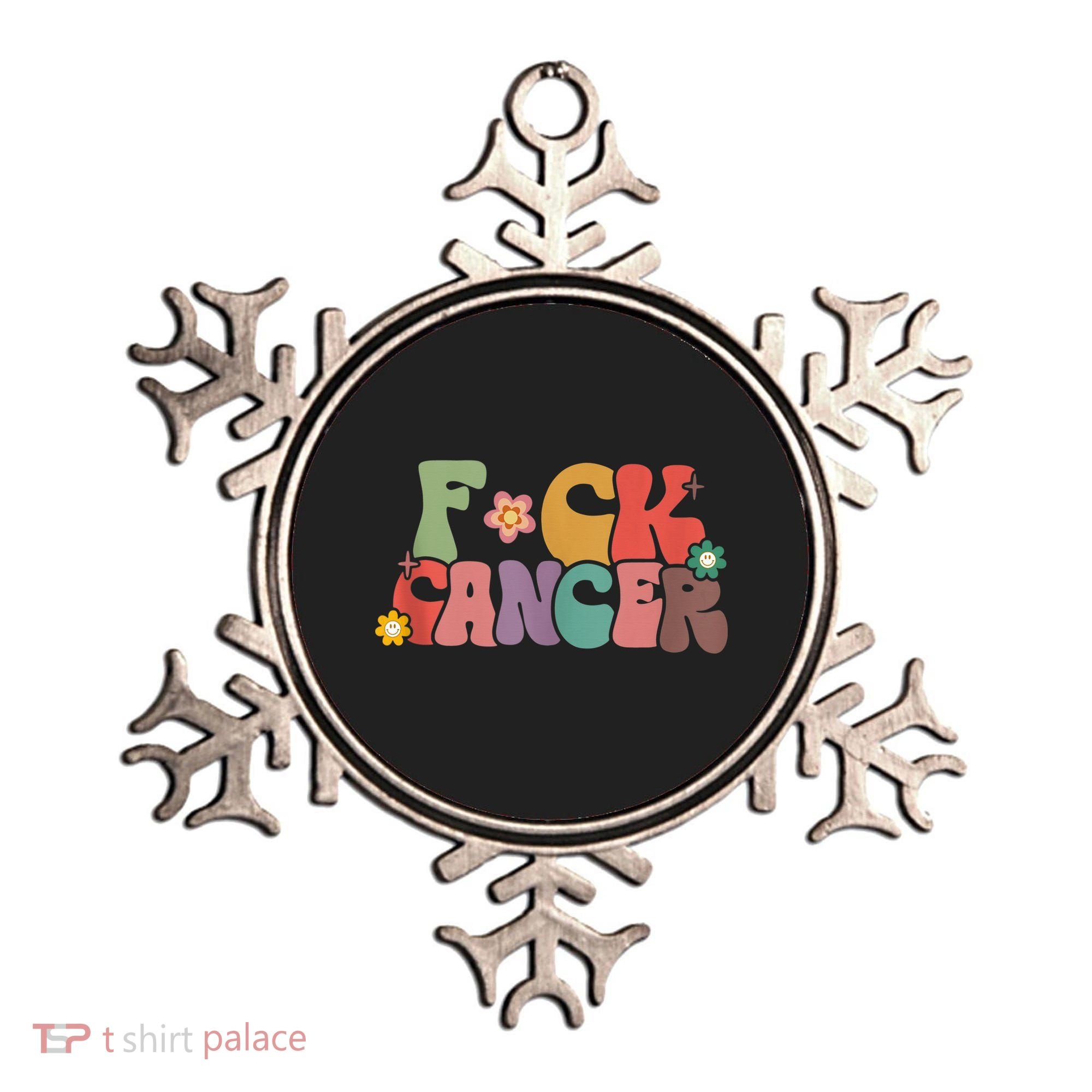 Fuck Cancer Groovy Retro Ornament