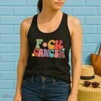 Fuck Cancer Groovy Retro Women's Tank Top thumb 2