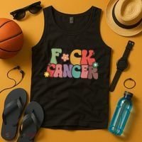 Fuck Cancer Groovy Retro Tank Top thumb 4