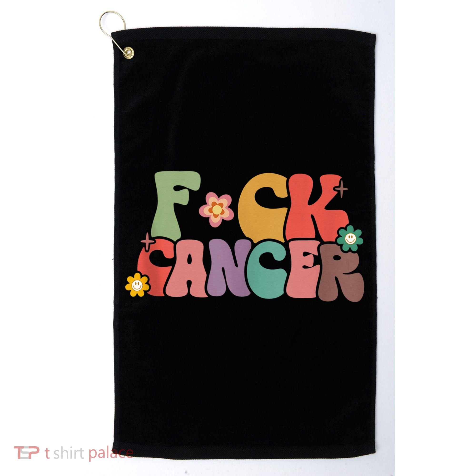 Fuck Cancer Groovy Retro Golf Towel