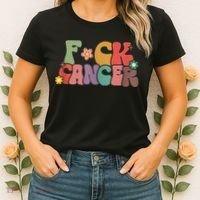 Fuck Cancer Groovy Retro Women's T-Shirt thumb 2