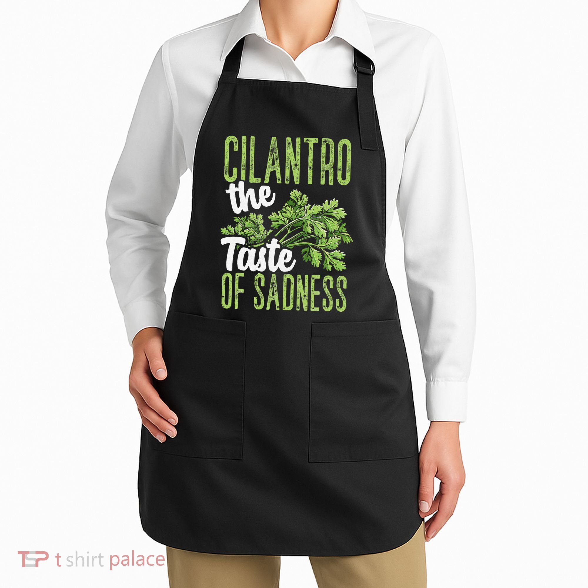 Funny Cilantro Green Herb Dislike Bad Taste Of Sadness Apron