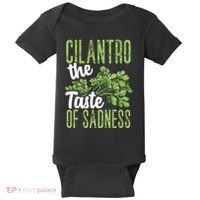 Funny Cilantro Green Herb Dislike Bad Taste Of Sadness Baby Bodysuit thumb 0