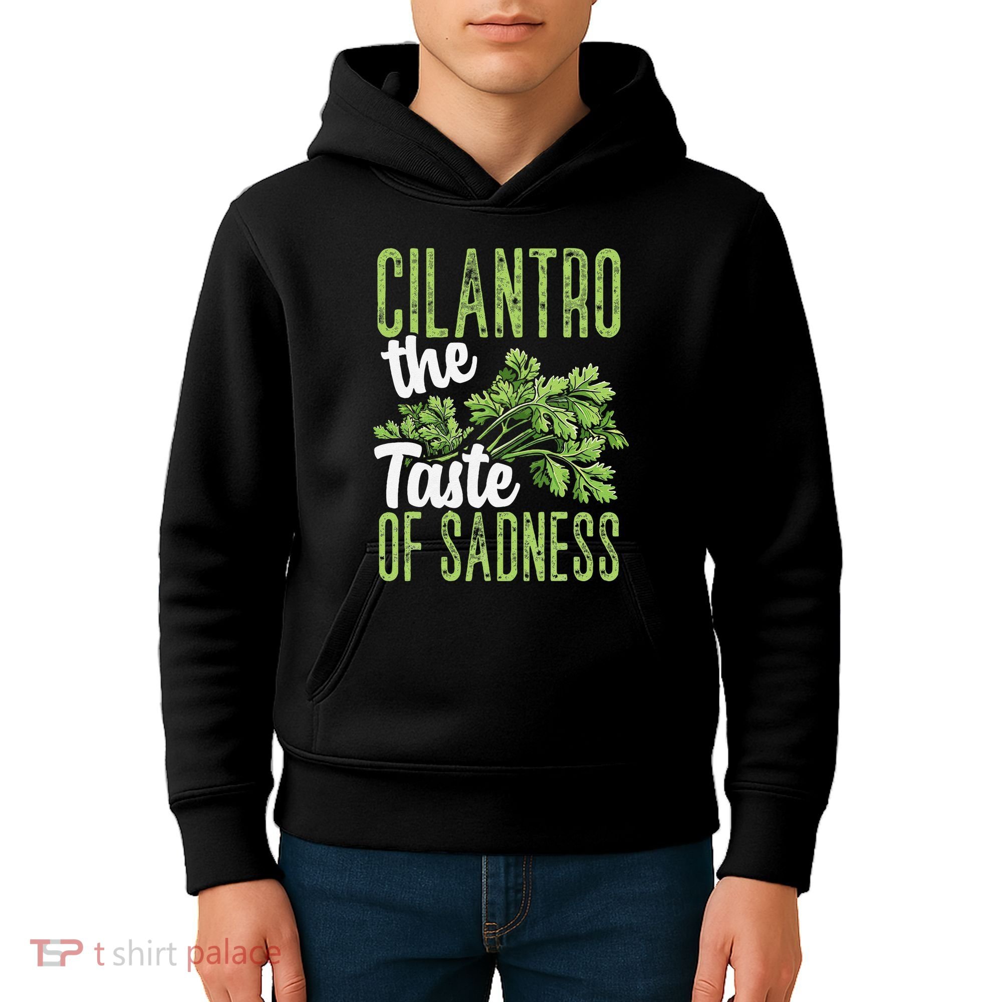 Funny Cilantro Green Herb Dislike Bad Taste Of Sadness Kids Hoodie