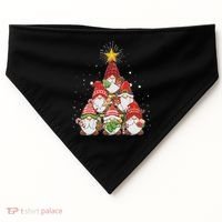 Funny Christmas Gnome Tree USA-Made Doggie Bandana thumb 0