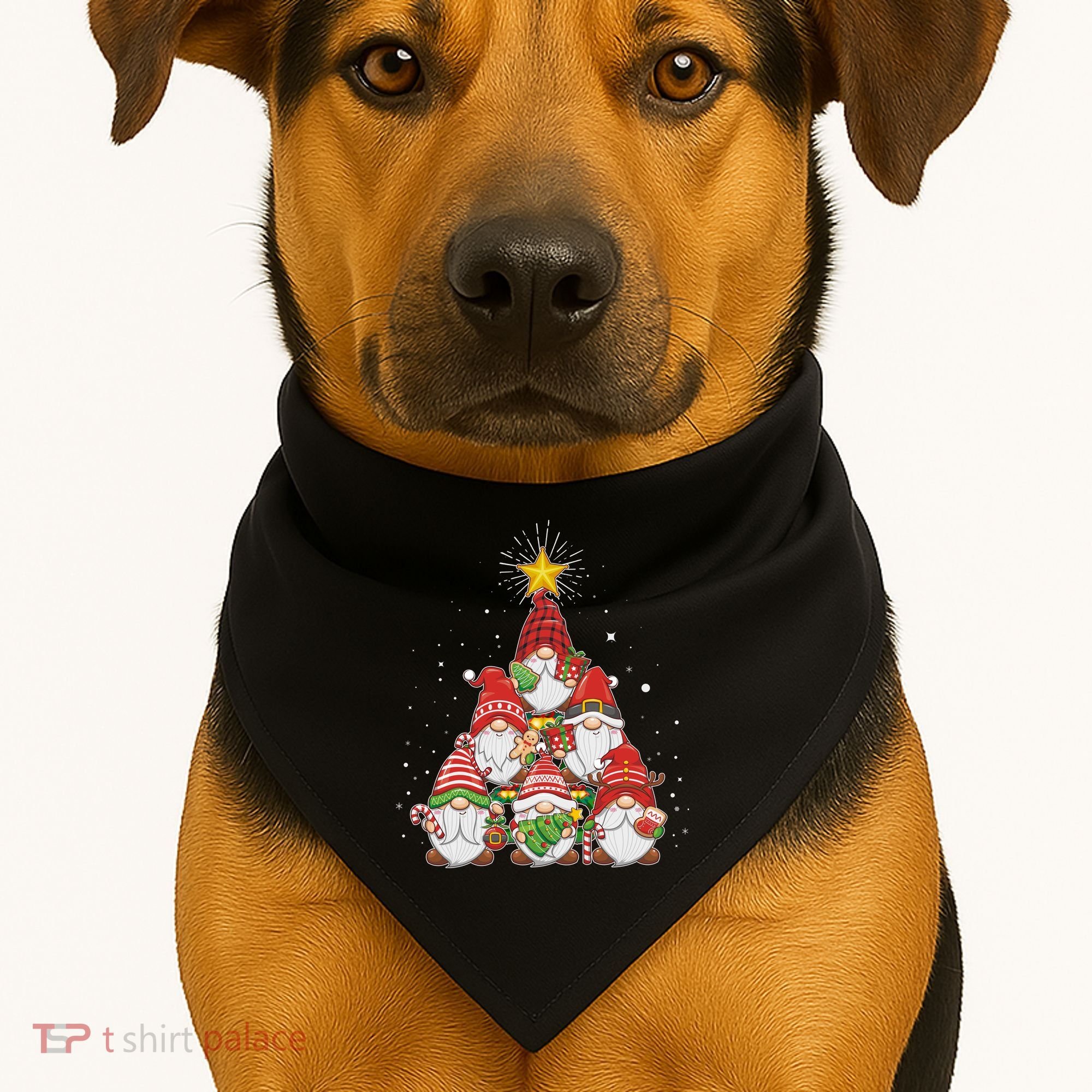 Funny Christmas Gnome Tree USA-Made Doggie Bandana
