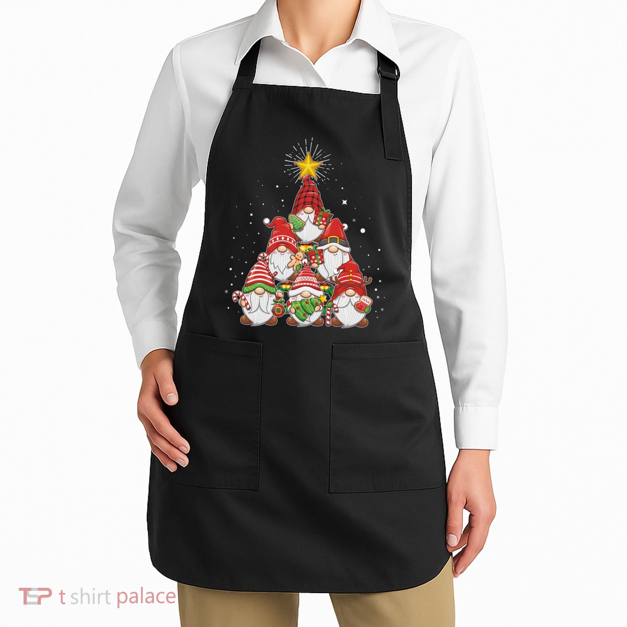 Funny Christmas Gnome Tree Apron