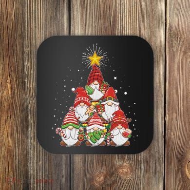 Funny Christmas Gnome Tree Coaster