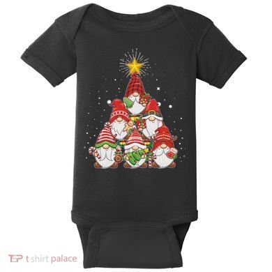 Funny Christmas Gnome Tree Baby Bodysuit