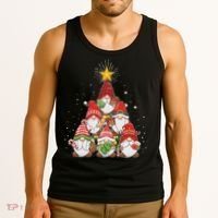 Funny Christmas Gnome Tree Tank Top thumb 3