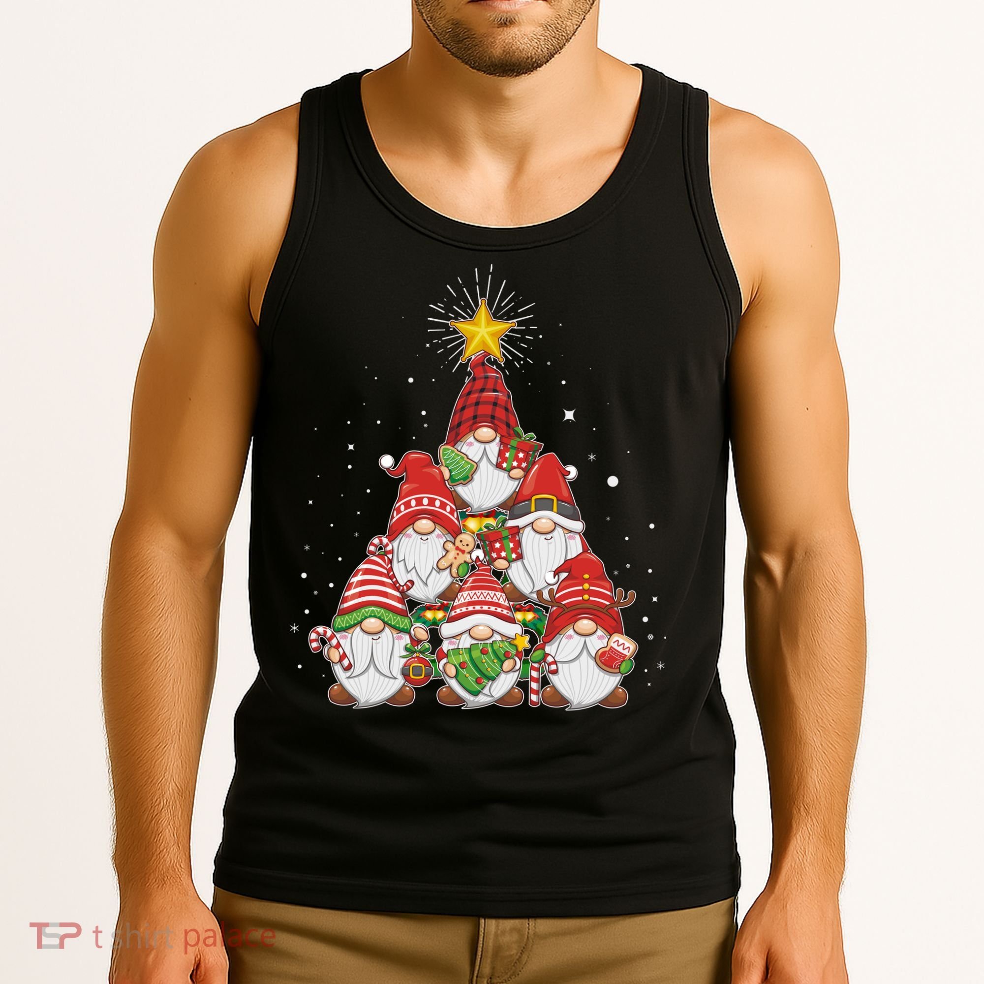 Funny Christmas Gnome Tree Tank Top