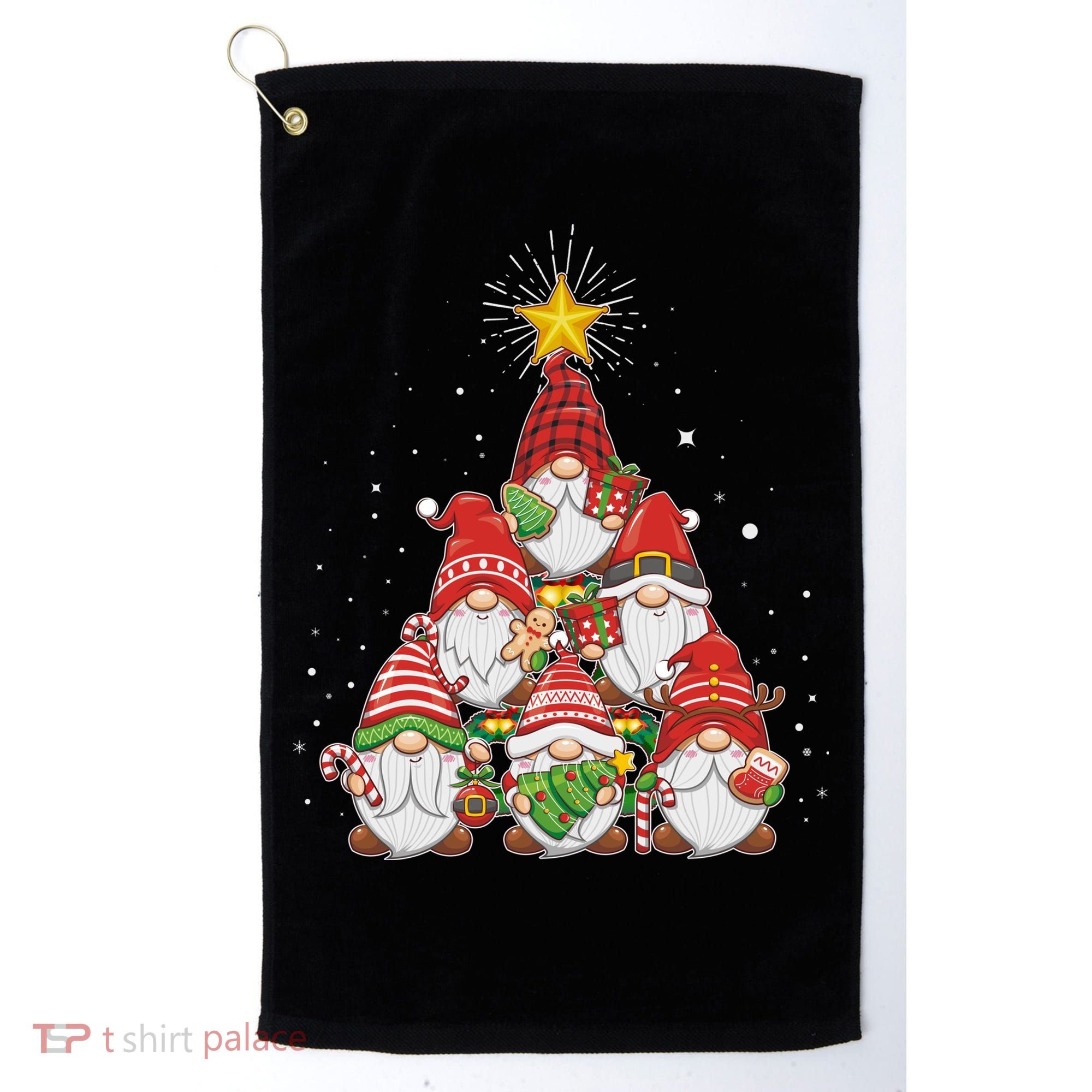 Funny Christmas Gnome Tree Golf Towel