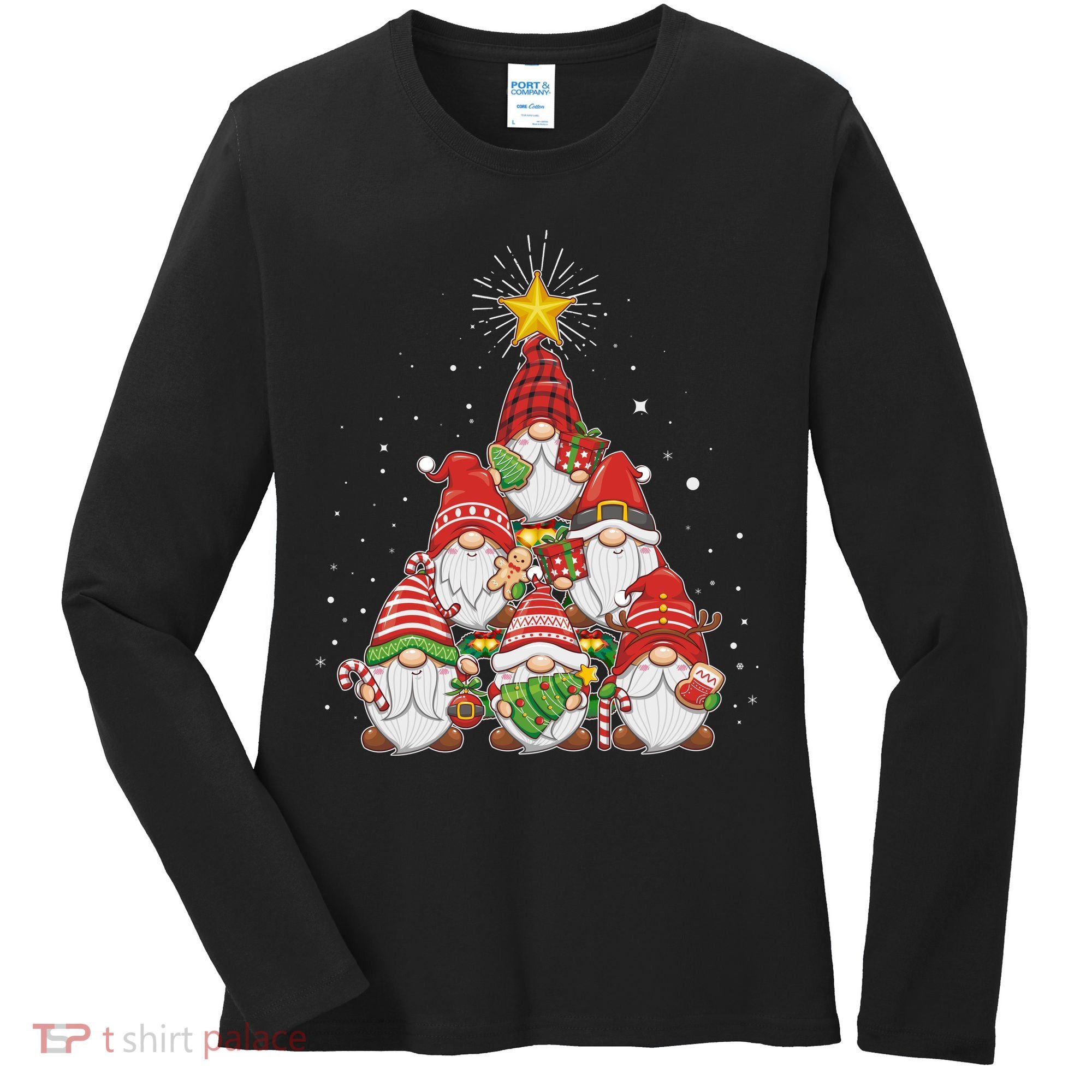 Funny Christmas Gnome Tree Women's Long Sleeve Shirt