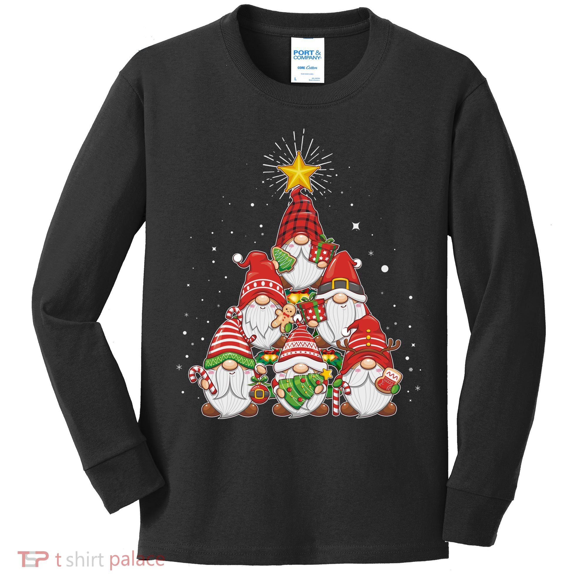 Funny Christmas Gnome Tree Kids Long Sleeve Shirt