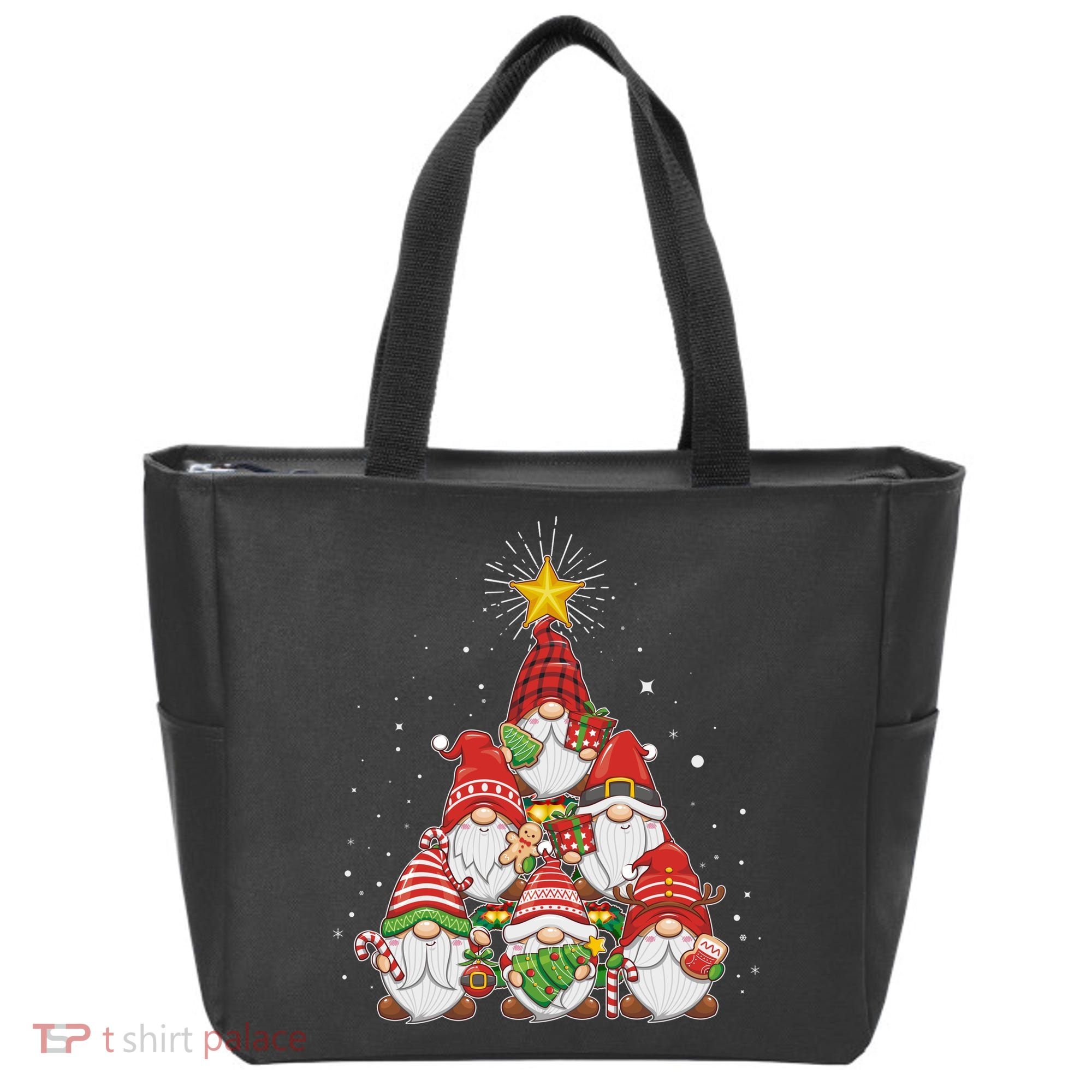 Funny Christmas Gnome Tree Tote Bag