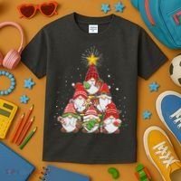 Funny Christmas Gnome Tree Kids T-Shirt thumb 3