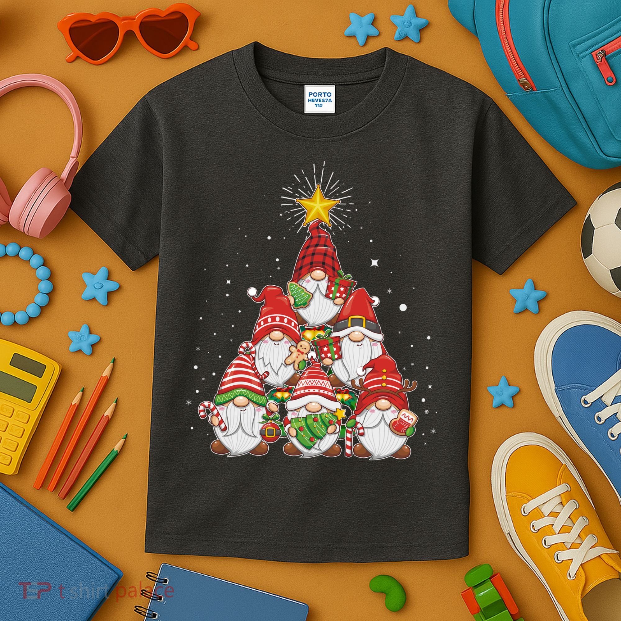 Funny Christmas Gnome Tree Kids T-Shirt