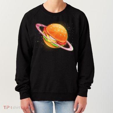 Funny Cosmic Galaxy Burger Planet Women's Sweatshirt