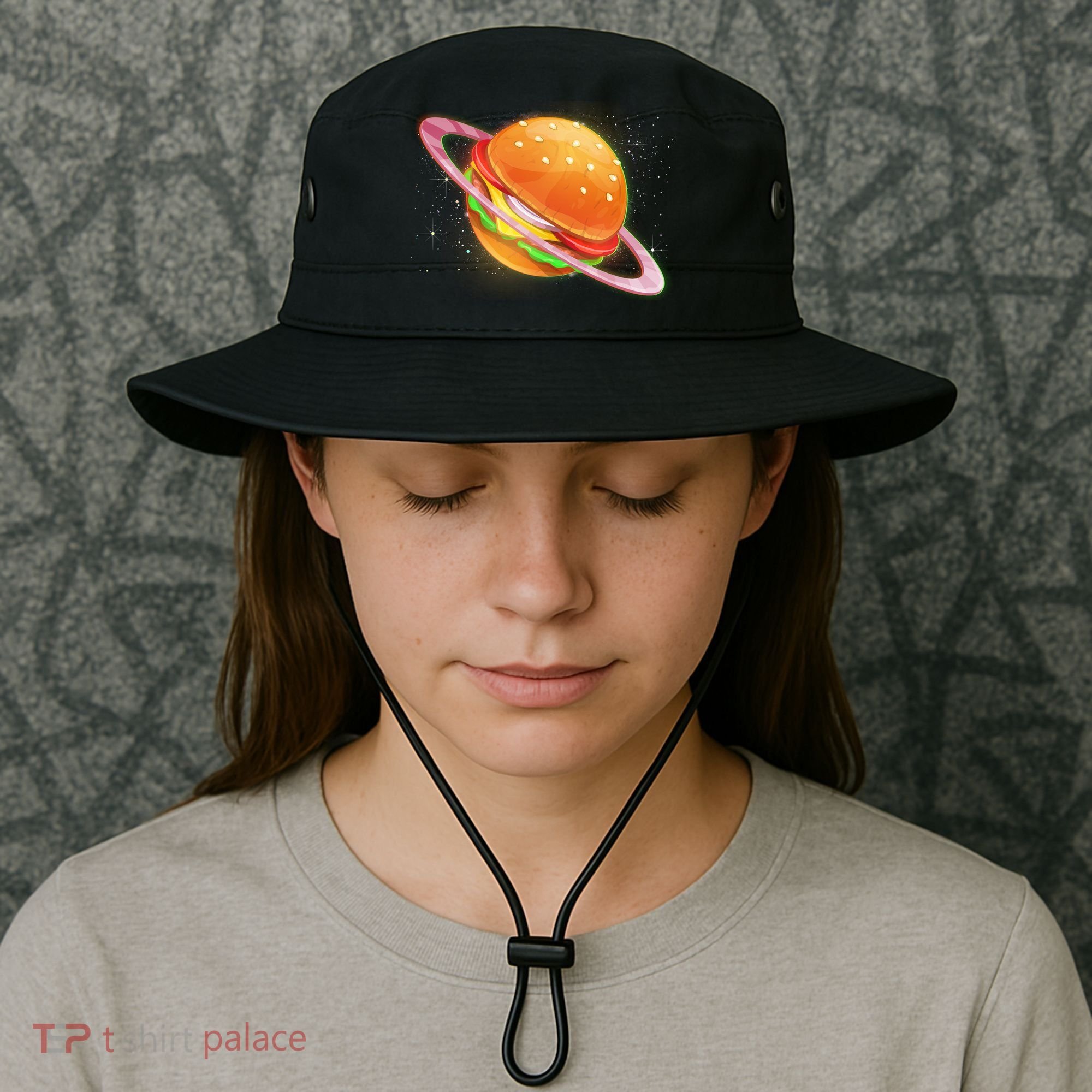 Funny Cosmic Galaxy Burger Planet Bucket Hat
