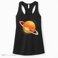 Funny Cosmic Galaxy Burger Planet Women's Tank Top thumb 0