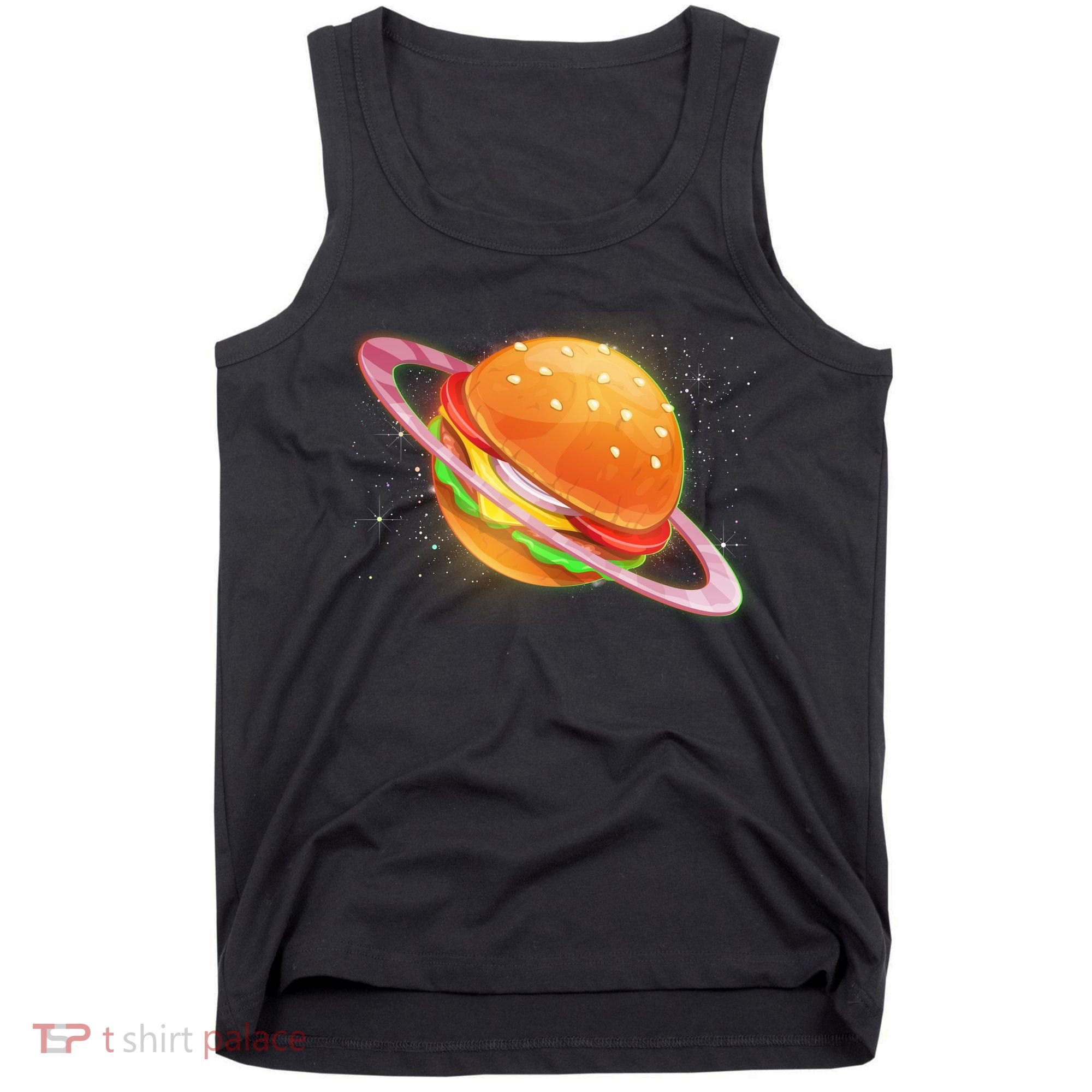 Funny Cosmic Galaxy Burger Planet Tank Top