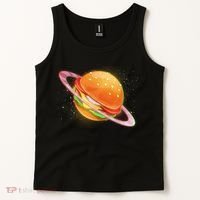 Funny Cosmic Galaxy Burger Planet Tank Top thumb 2