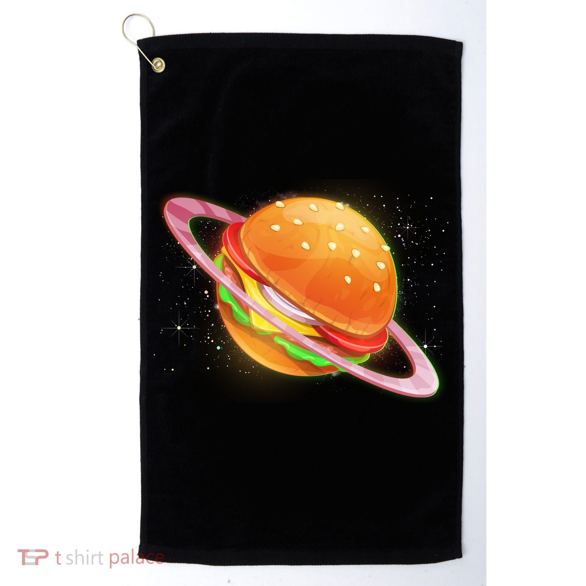 Funny Cosmic Galaxy Burger Planet Golf Towel