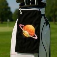 Funny Cosmic Galaxy Burger Planet Golf Towel thumb 2