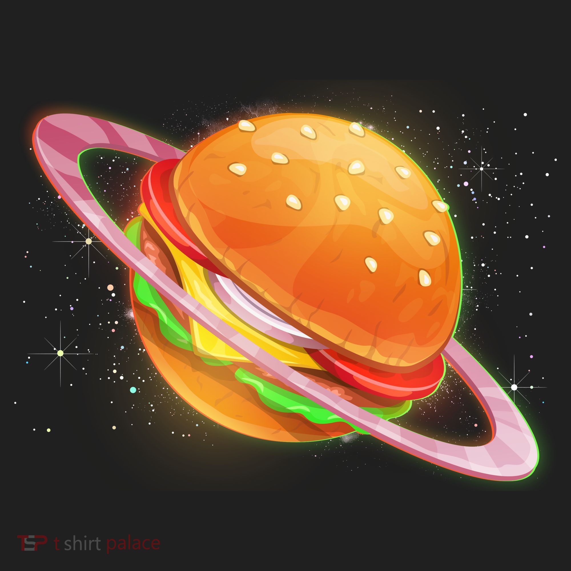 Funny Cosmic Galaxy Burger Planet Golf Towel