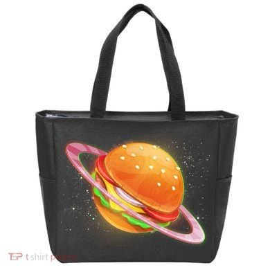 Funny Cosmic Galaxy Burger Planet Tote Bag