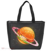 Funny Cosmic Galaxy Burger Planet Tote Bag thumb 0