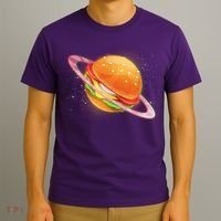 Funny Cosmic Galaxy Burger Planet T-Shirt thumb 3