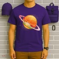 Funny Cosmic Galaxy Burger Planet T-Shirt thumb 6