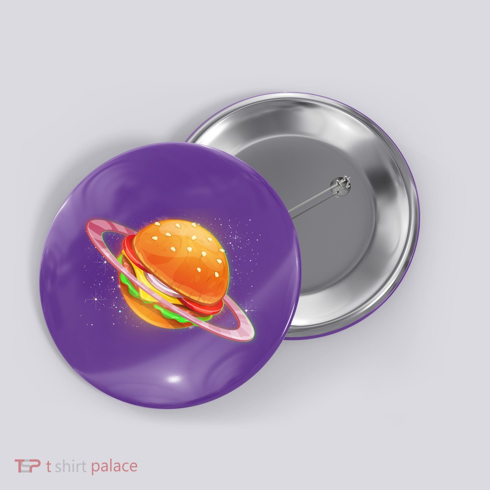 Funny Cosmic Galaxy Burger Planet Button