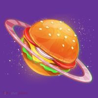 Funny Cosmic Galaxy Burger Planet Button thumb 1