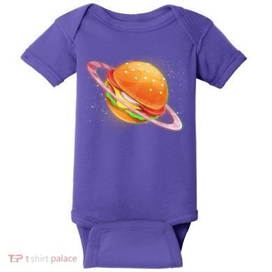 Funny Cosmic Galaxy Burger Planet Baby Bodysuit