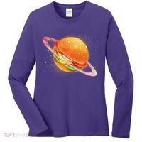 Funny Cosmic Galaxy Burger Planet Women's Long Sleeve Shirt thumb 0